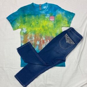 Indigo Denim Jeans and tie dye shirt